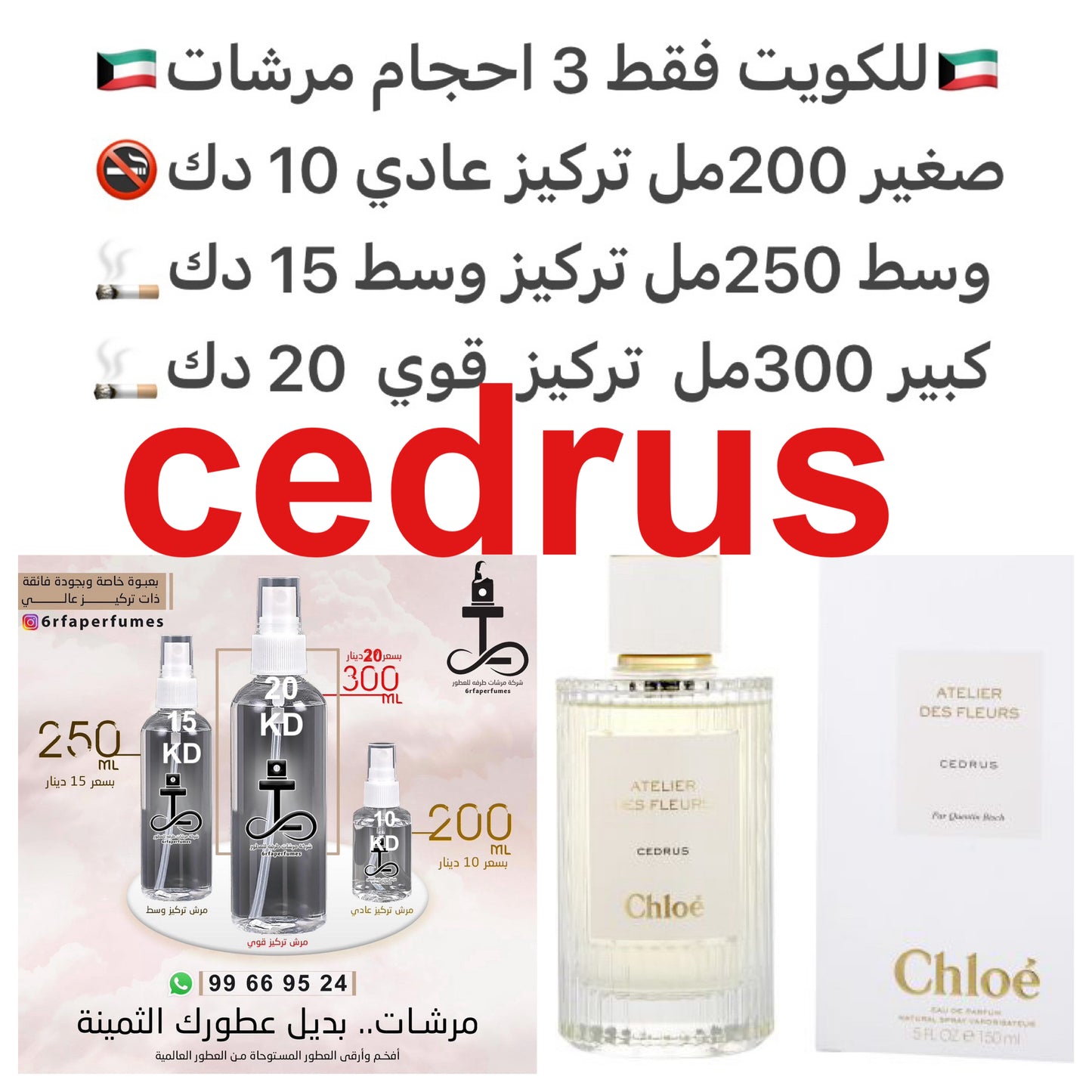 مكونات العطر
مكونات العطر
خشب الأرز من الهيمالايا
خشب الأرز من فرجينيا
خشب الأرز الأطلسي
الفلفل الوردي
المسك
البيتيتغرين
البرتقال البري
الياسيمين الهندي
