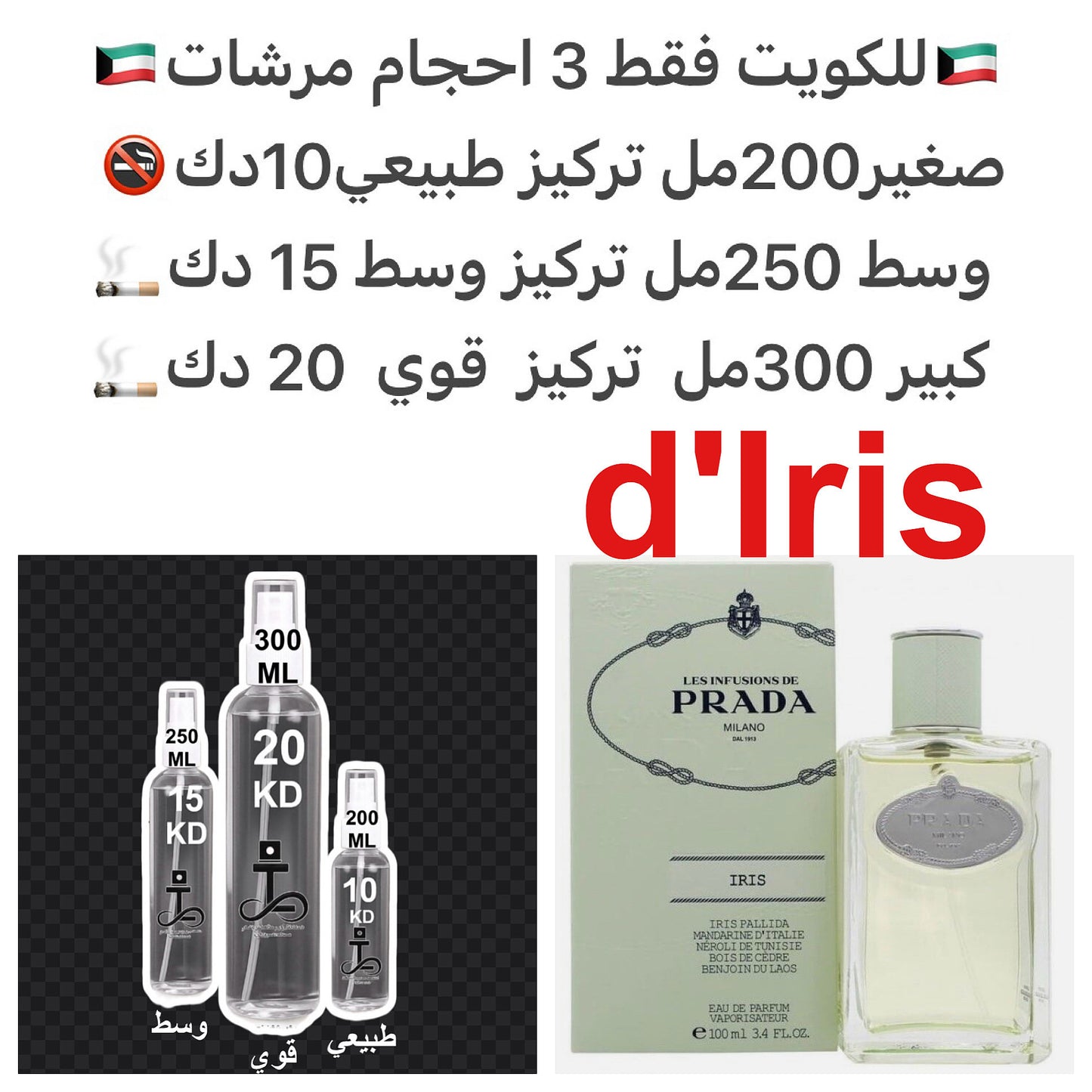 الهرم العطري
الإفتتاحية
زهر البرتقال الأفريقي
النيرولي
البرتقال
الماندرين (اليوسفي)
قلب العطر
السوسن
الغلابانوم
المستكة
المكونات الأساسية
خشب الأرز من فرجينيا
البخور
البنزوين - الجاوي
نجيل الهند
#طرفه_برادا #طرفه_ايرس للطلبات من الكويت ودول