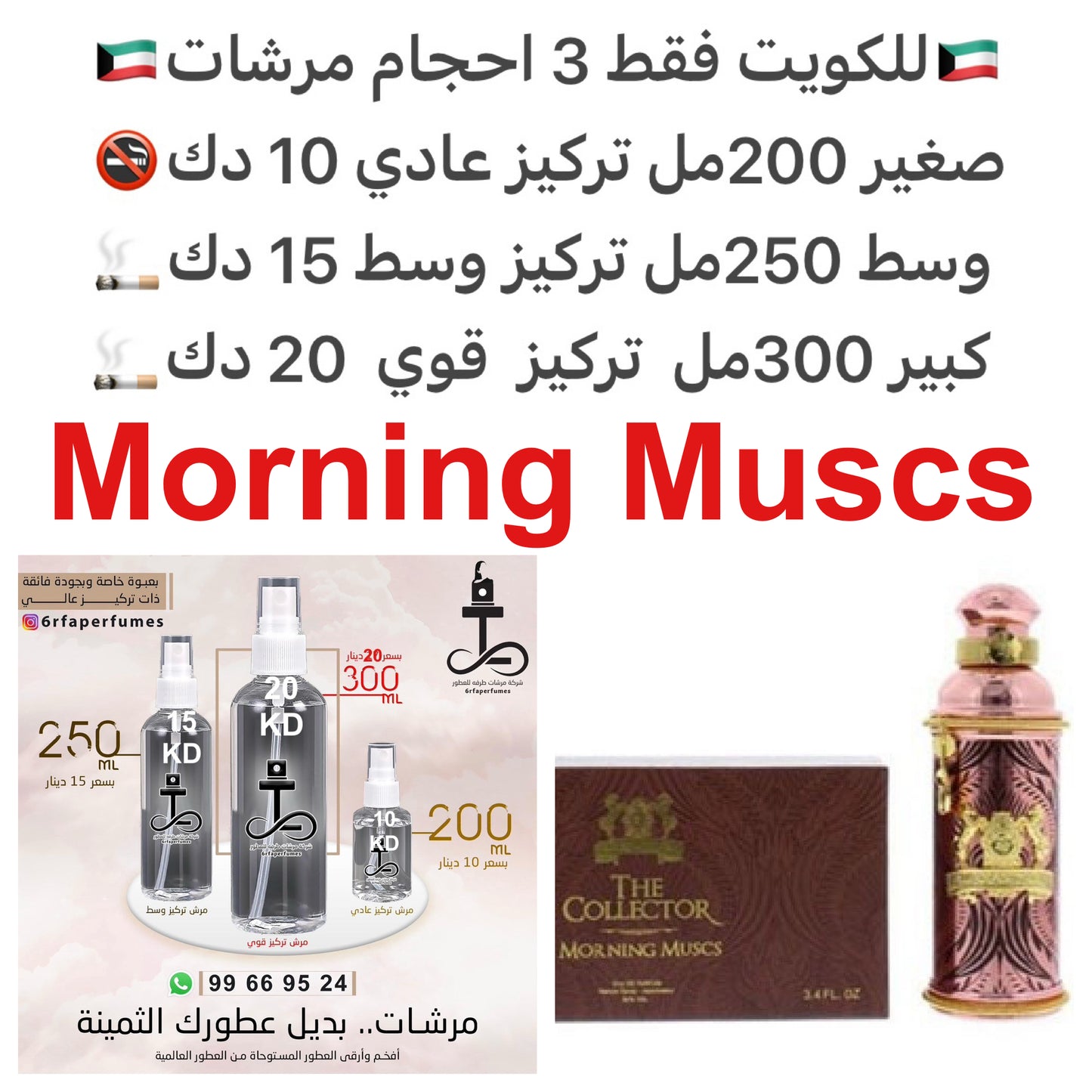 مقدمه العطر اليوسفي, الجريب فروت, الخوخ و الطوفي; قلب العطر الورد الدمشقي, البنفسج, الورد و الباتشولي; قاعده العطر تتكون من المسك و الطحالب. #طرفه_الكسندريا_جي للطلب ارسال صور عطوركم من انستقرامي والعنوان وحجم العطر المطلوب على وتس اب 99669524 #طرفه_لل