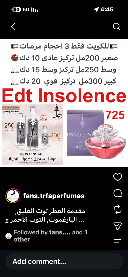 ⁨	معلومات عن العطر زهور السوسن, البنفسج, براعم البرتقال و التوت الأحمر. #طرفه_قيرلاين  للطلب ارسال صور عطوركم من انستقرامي والعنوان  وحجم العطر المطلوب  على وتس اب 99669524  #طرفه_للعطور⁩